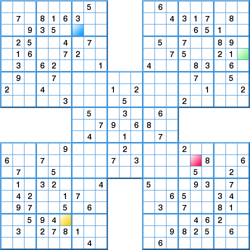 Prize Samurai Sudoku - Competition - Very hard