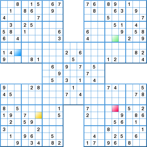 Prize Samurai Sudoku - Competition - Very hard