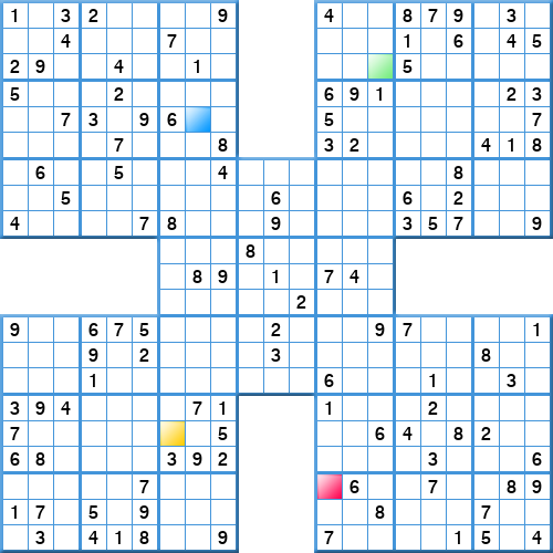 Prize Samurai Sudoku - Competition - Very hard